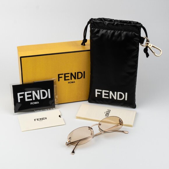 Fendi FIRST CRYSTAL Women Sunglasses Rose Brown Oval FE4075US 28Y NEW AUTHENTIC - Picture 10 of 12